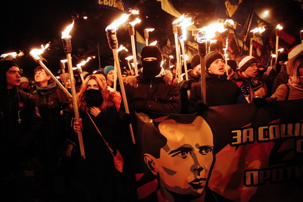 Kijowski marsz z okazji 106. rocznicy urodzin Stepana Bandery /ROMAN PILIPEY /PAP/EPA