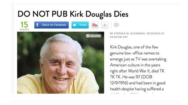 Kikr Douglas szykuje się do 98. urodzin, redakcja "People" przygotowuje nekrolog /