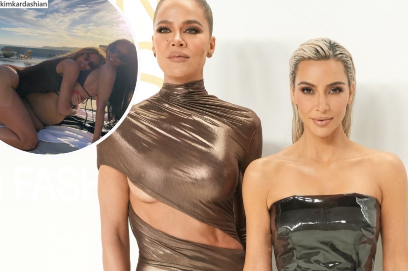 Kim i Khloe Kardashian zapozowały w skąpych strojach nad basenem /Kevin Mazur / Contributor / Instagram /Getty Images