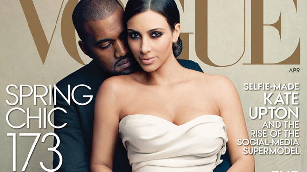 Kim Kardashian z Kanye'em Westem na okładce "Vogue'a". /materiały prasowe