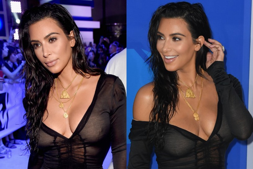 Kim Kardashian zachwyciła fryzurą w stylu wet look /Kevin Mazur / Contributor / C Flanigan / Contributor /Getty Images
