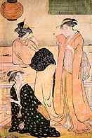Kimono, Torii Kijonaga, Kobiety na tarasie /Encyklopedia Internautica