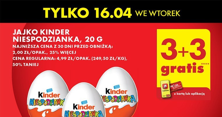 Kinder Niespodzianka 3 + 3 gratis w Biedronce /Biedronka /INTERIA.PL