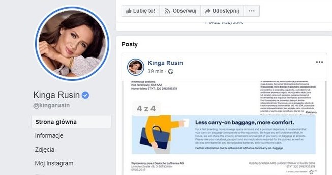 Kinga kartę pokładową zamieściła na Facebooku (Screen ze strony: www.2b3.in) /materiał zewnętrzny