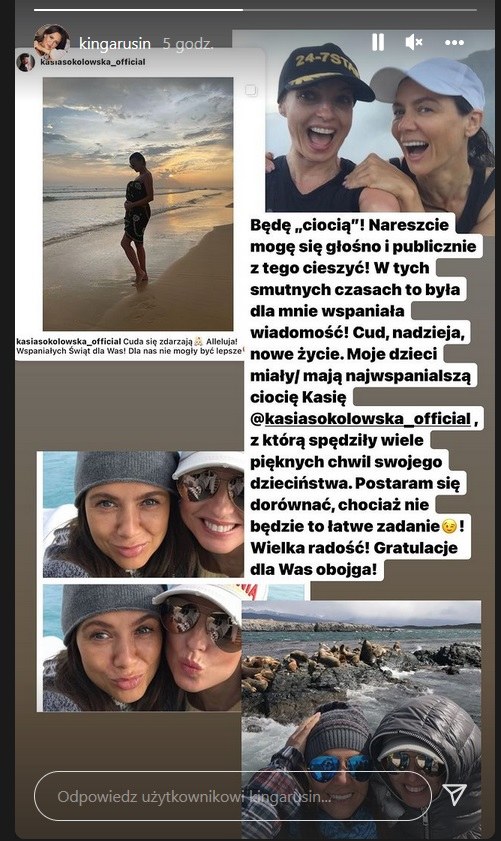 Kinga Rusin pogratulowała ciąży Kasi Sokołowskiej /Instagram