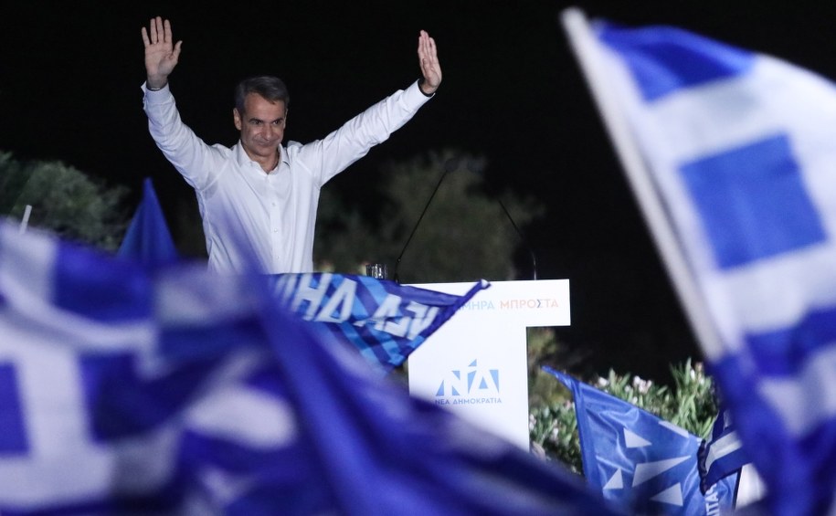 Kiriakos Mitsotakis, premier Grecji. /George Vitsaras /PAP/EPA
