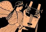 Kitara grecka, fragment attyckiego malowidła wazowego, V w. p.n.e. /Encyklopedia Internautica