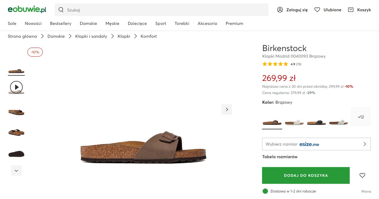 Klapki Birkenstock zdecydowanie taniej na eobuwie! /eobuwie.pl /INTERIA.PL