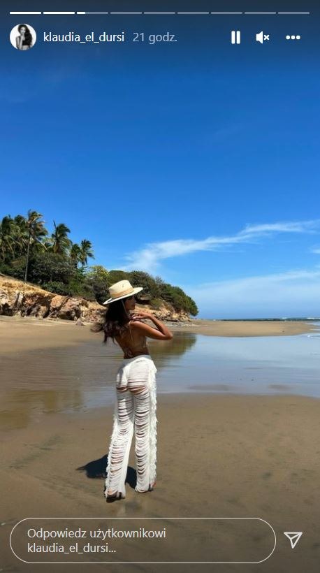 Klaudia El Dursi na plaży w prześwitujących spodniach /https://www.instagram.com/klaudia_el_dursi/ /Instagram