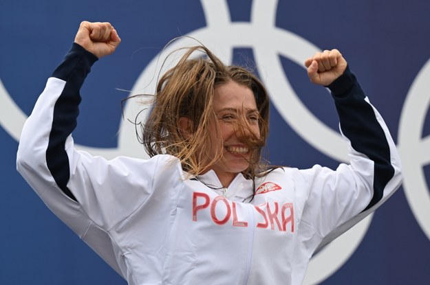 Klaudia Zwolińska na olimpijskim podium /Adam Warżawa /PAP