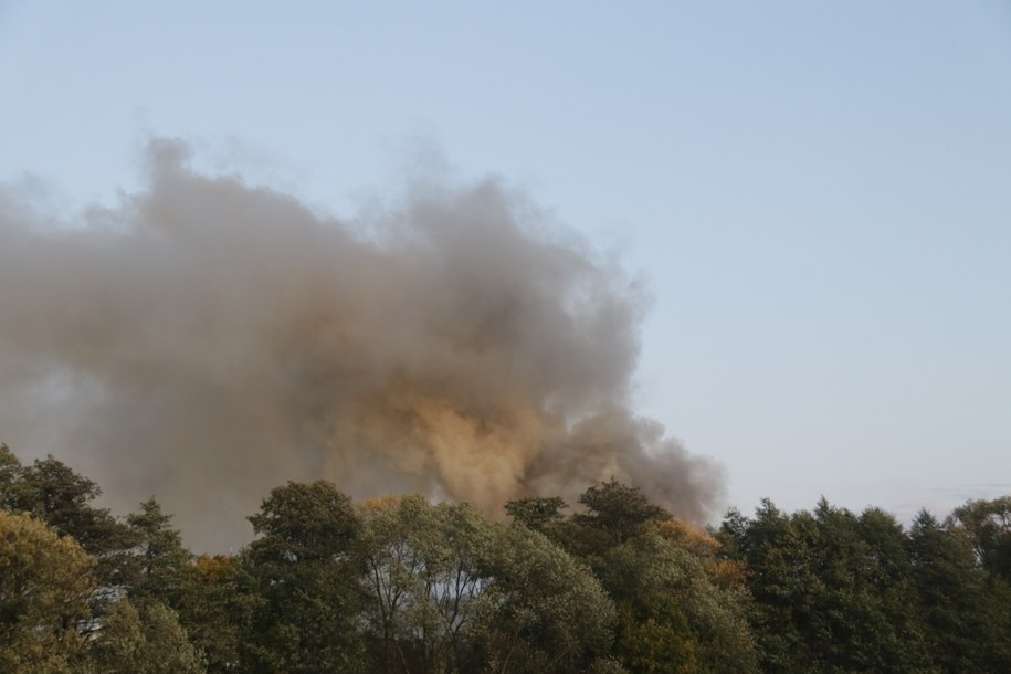 Kłęby dymu nad płonącą sortownią odpadów w Wolicy k. Jasła /Fot. Mikołaj Piątkowski /Gorąca Linia RMF FM