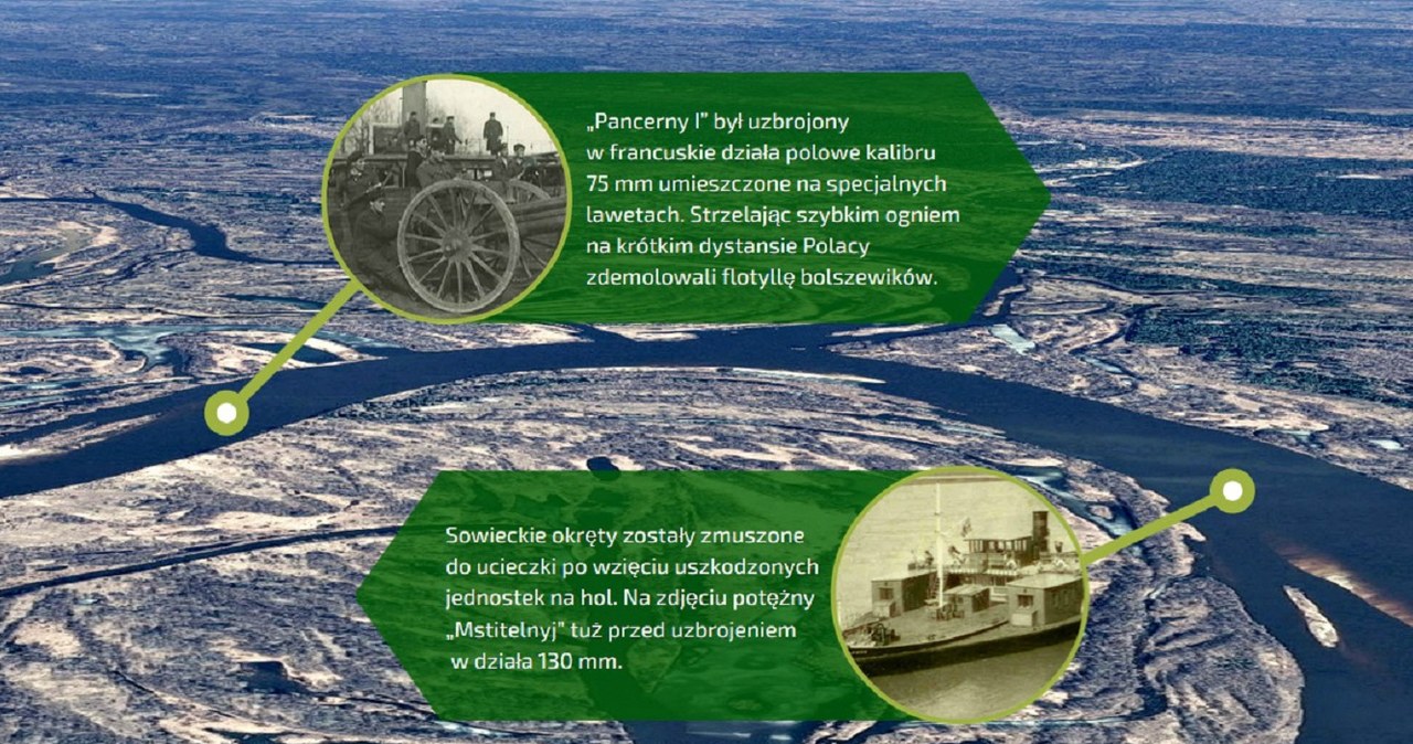 Kliknij, aby powiększyć. Drugi etap bitwy pod Czarnobylem: Dobijanie bolszewickiej flotylli na zakolu Prypeci /INTERIA.PL