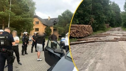 Kłody na leśnej drodze i porzucone kominiarki. Pseudokibice szykowali starcie