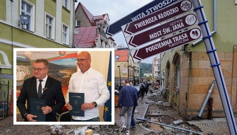 Kłodzko po przejściu fali powodziowej jesienią 2024 r. /DARIUSZ GDESZ /PAP