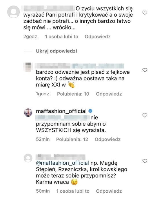 Kłótnia na Instagramie Maffashion /Instagram/maffashion_official  /Instagram