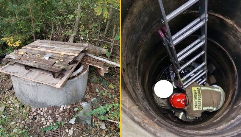 Kobieta chciała sama wyjść ze studni /KM PSP Gdańsk /Facebook