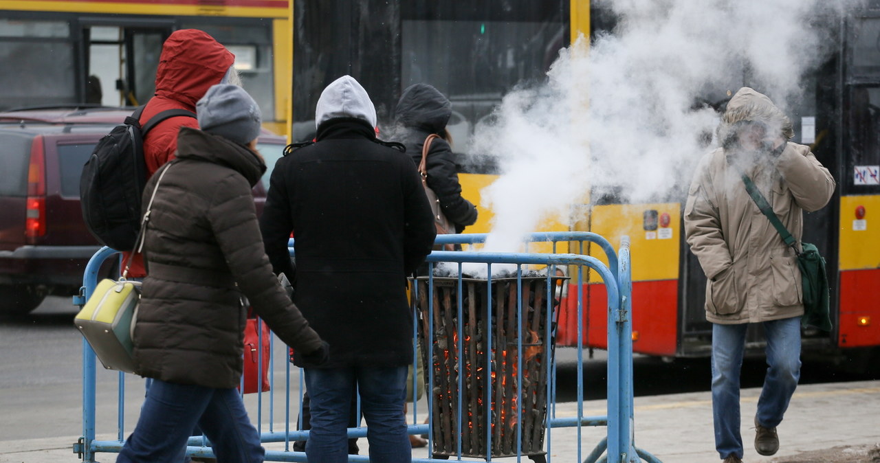 Koksownik na przystanku autobusowym /Paweł Supernak /PAP