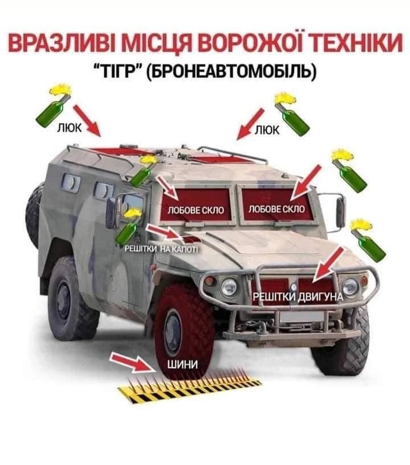 Koktajl Mołotowa może być śmiertelnym zagrożeniem dla pojazdu opancerzonego Rosjan /Twitter