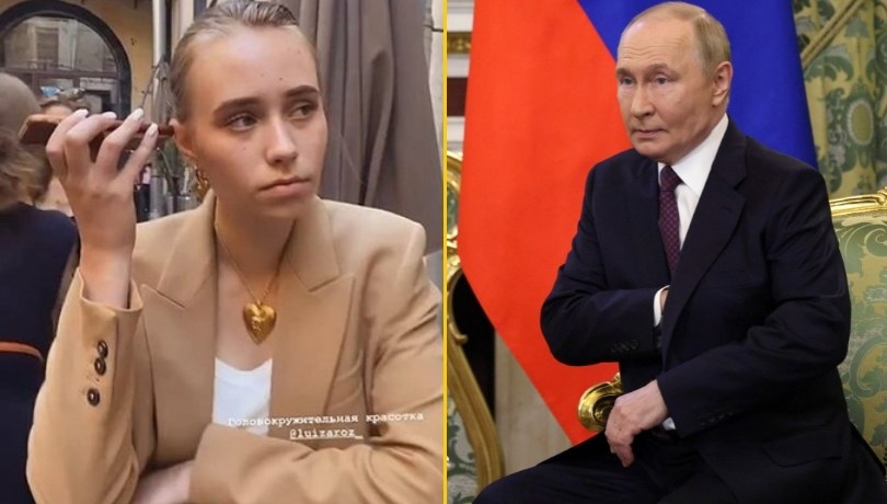 Kolaż zdjęć: Liza Rozova, domniemana córka Władimira Putina, i prezydent Rosji (fot. PAP/EPA / EVGENIA NOVOZHENINA/POOL) /