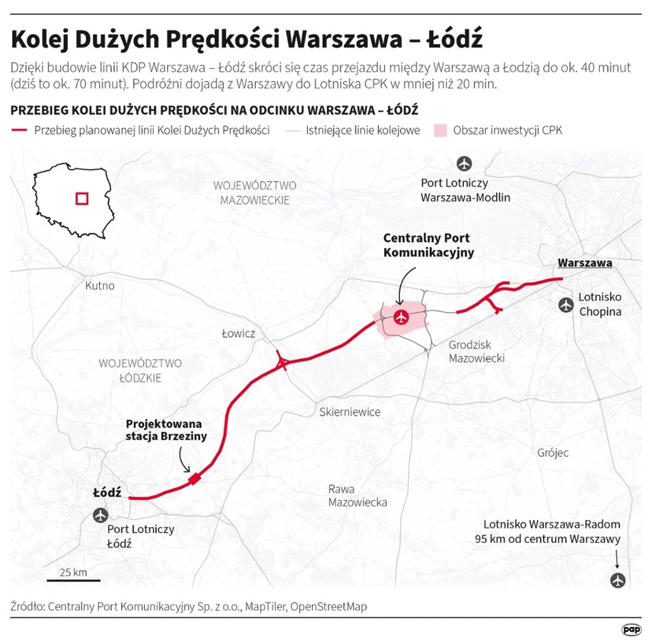Kolej Dużych Prędkości Warszawa - Łódź /Michał Czernek /PAP