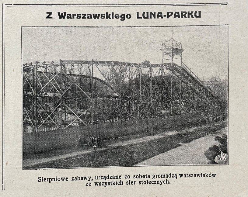 Kolejka górska w parku "Sto Pociech" /Niedzielny dodatek ilustrowany do "Kurjera Warszawskiego" 1930 /INTERIA.PL