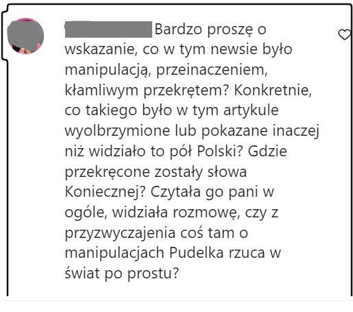 Komentarz do postu Karoliny Korwin Piotrowskiej /Instagram