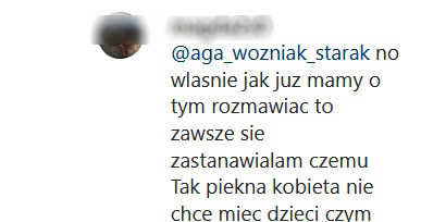 Komentarz fanki na profilu Oli Kwaśniewskiej /Instagram