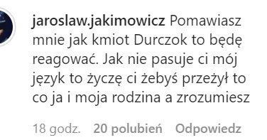 Komentarz Jarosława Jakimowicza na Instagramie /Instagram/jaroslaw.jakimowicz /Instagram