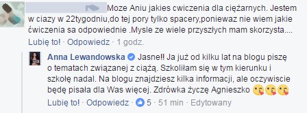Komentarz na profilu Anny Lewandowskiej/Facebook /Styl.pl