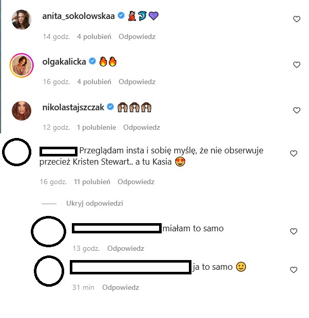 Komentarze na profilu Kasi Sawczuk IG @sawczukkasia/ /Instagram