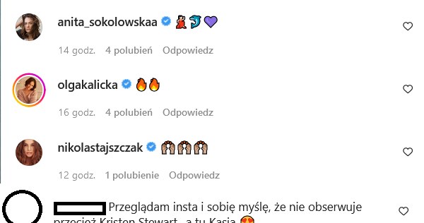 Komentarze na profilu Kasi Sawczuk IG @sawczukkasia/ /Instagram