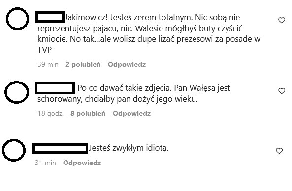Komentarze pod postem Jarosława Jakimowicza na Instagramie @jaroslaw.jakimowicz /Instagram