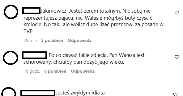 Komentarze pod postem Jarosława Jakimowicza na Instagramie @jaroslaw.jakimowicz /Instagram