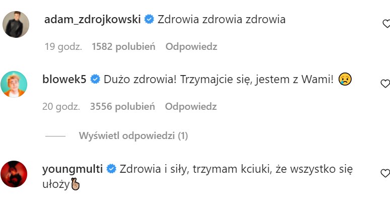 Komentarze pod postem Rezigiusza na IG @rezigiusz/ /Instagram