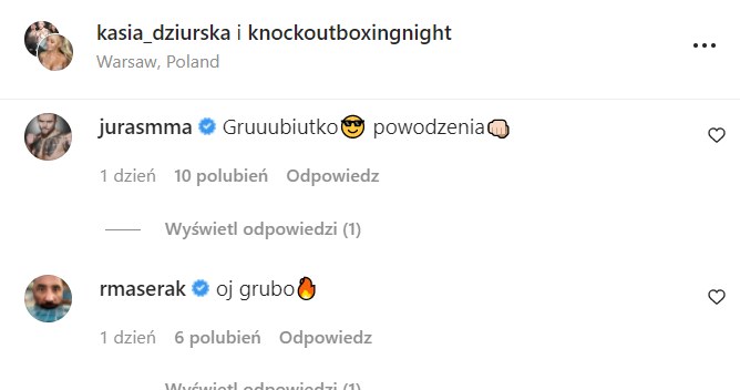 Komentarze pod wpisem Kasi Dziurskiej na IG @kasia_dziurska/ /Instagram