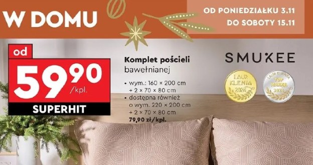 Komplet pościeli bawełnianej SMUKEE już od 59,90 zł /Biedronka /INTERIA.PL