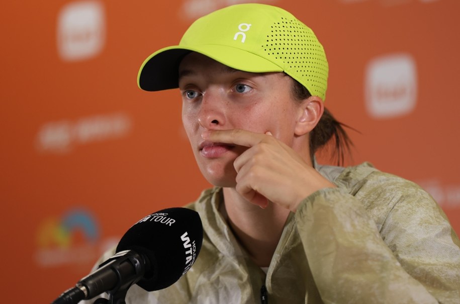 Konferencja prasowa Igi Świątek w Miami, po przegranym ćwierćfinałowym pojedynku turnieju tenisowego WTA 1000 z Alexandrą Ealą z Filipin /Marcin Cholewiński /PAP