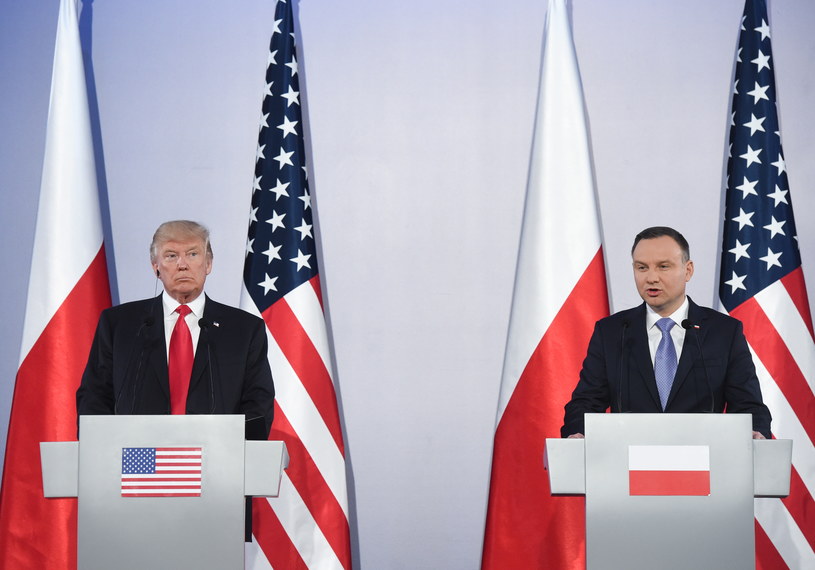 Konferencja prasowa prezydentów Polski i USA /Radek Pietruszka /PAP