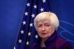 Konferencja prasowa w Pekinie z udziałem sekretarz skarbu USA Janet Yellen.