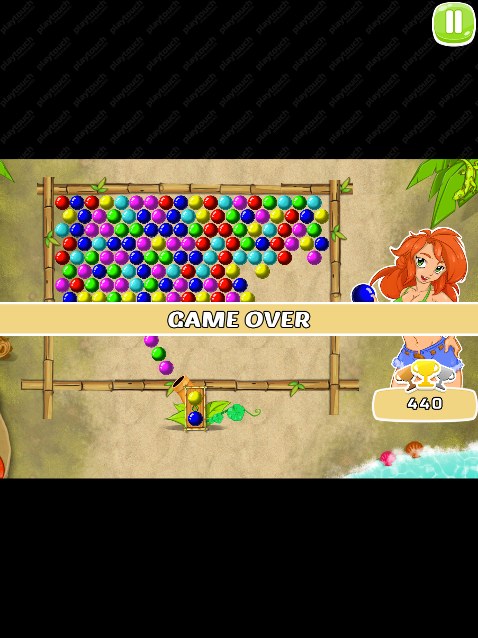 Koniec gry kulki Jungle Bubble Shooter Mania