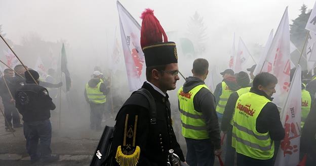 Kopalnia Pokój (należy do KW) w Rudzie Śląskiej, protest górników. Fot. Dominik Gajda /Reporter