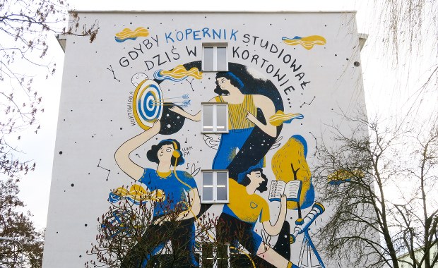Kopernik na muralu w olsztyńskim Kortowie