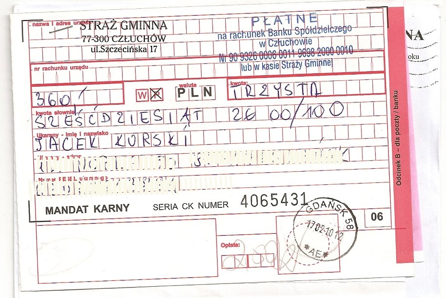 Kopia mandatu Jacka Kurskiego &nbsp; /poboczem.pl