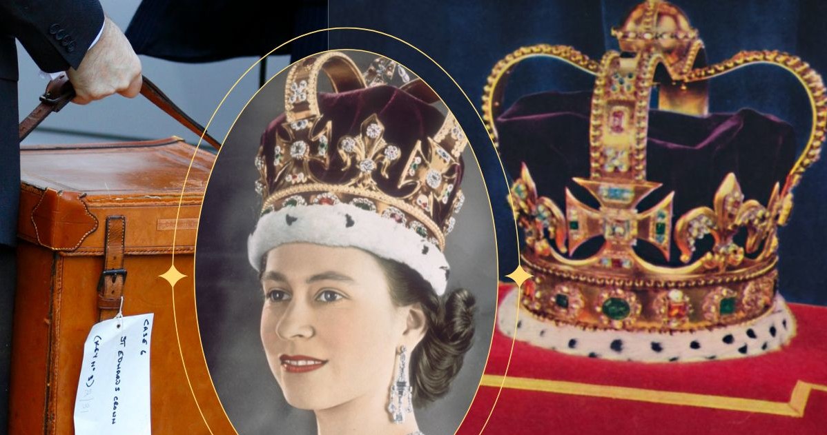 Korona świętego Edwarda podczas transportu, prezentacji i na głowie Elżbiet II /Hulton Archive /Getty Images