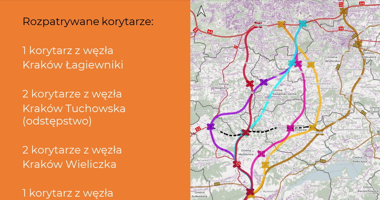 Korytarze rozpatrywane przez GDDKiA, które wywołały wręcz histerię mieszkańców /GDDKiA