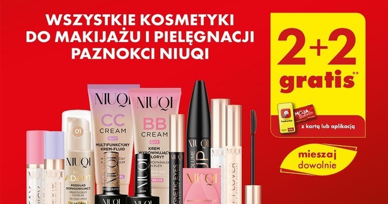 Kosmetyki do makijażu i pielęgnacji paznokci Niuqi 2+2 gratis w Biedronce /Biedronka /INTERIA.PL