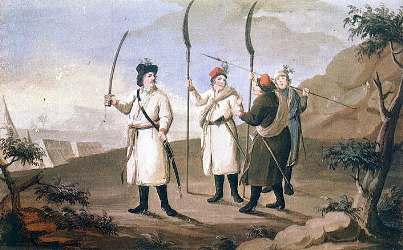 Kosynierzy chłopskiego pospolitego ruszenia z 1794 roku na obrazie Michała Stachowicza /domena publiczna