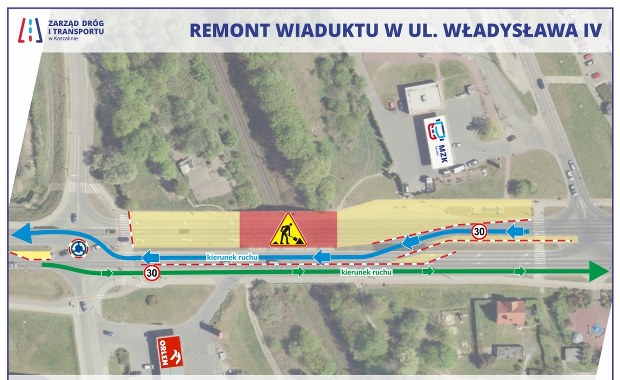 Koszalin: Zmiany dla kierowców w związku z przebudową wiaduktu