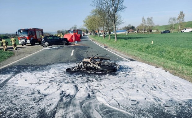 Koszmarny wypadek na Opolszczyźnie. Nie żyje motocyklista