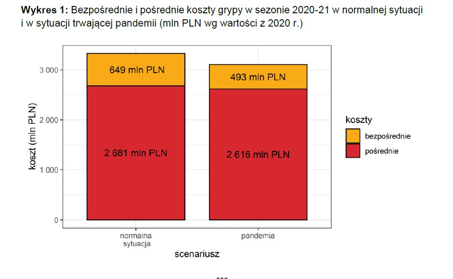 Koszty grypy w normalnej sytuacji i w czasie pandemii /Polski Instytut Ekonomiczny /Materiały prasowe